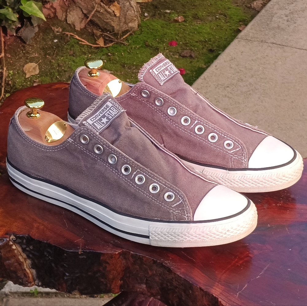 Converse All Star Chuck Taylor Slip On Low Gray Size 10.5 LACELESS